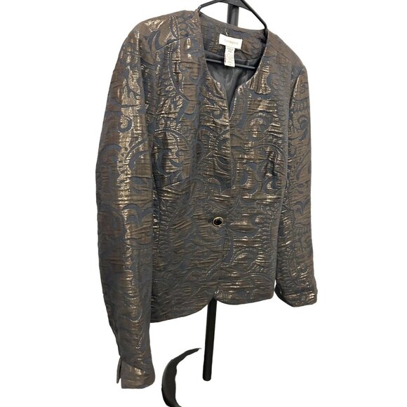 Covington Womens Metallic Brocade Jacket Sz XL - Picture 3 of 7